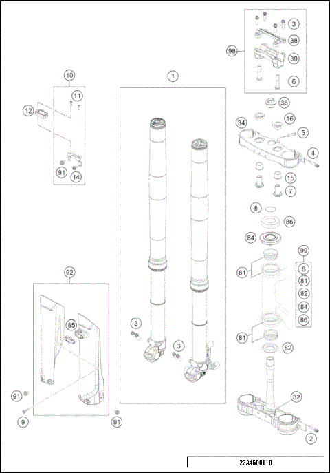 FRONT FORK, TRIPLE CLAMP