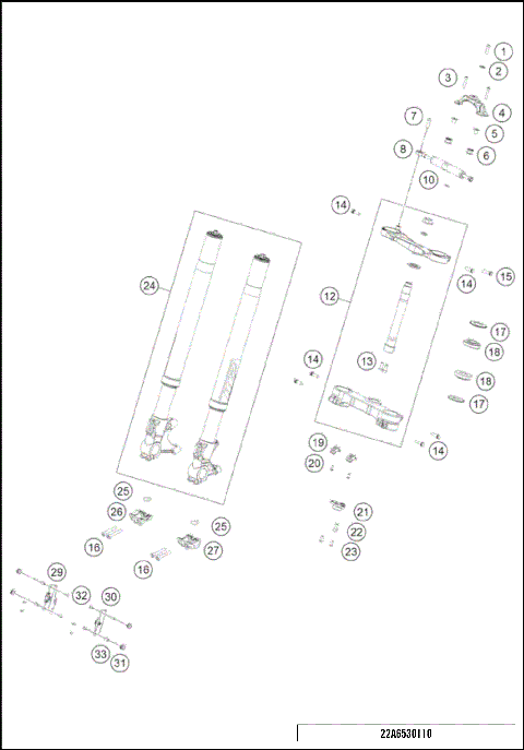 FRONT FORK, TRIPLE CLAMP