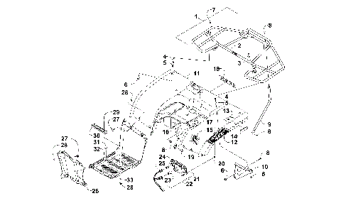 REAR BODY, RACK, AND TAILLIGHT ASSEMBLY [300619]