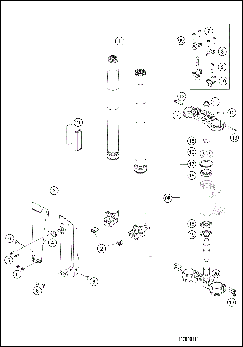 FRONT FORK, TRIPLE CLAMP
