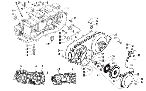 LEFT CRANKCASE, COVER, AND RECOIL ASSEMBLY