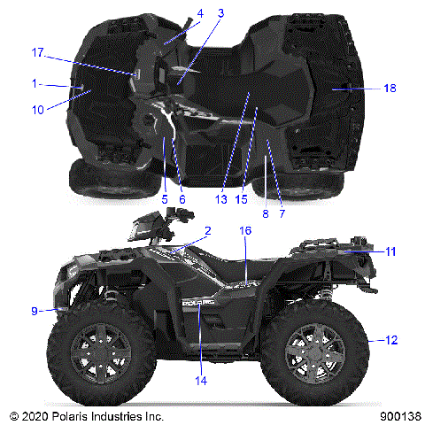 BODY, DECALS - A20SXZ95AG/CAG (900138-01)