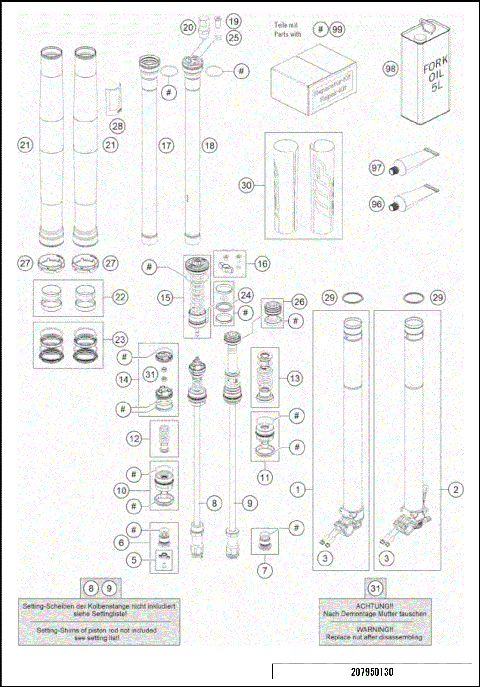 FRONT FORK DISASSEMBLED