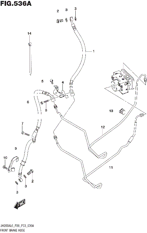 FRONT BRAKE HOSE (UH200AL6 P28)