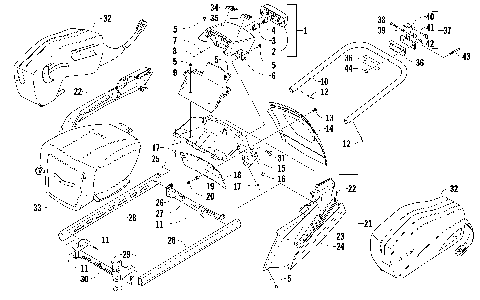 REAR BUMPER, RACK RAIL, SNOWFLAP, AND TAILLIGHT ASSEMBLY [90521]