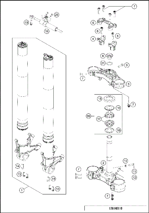 FRONT FORK, TRIPLE CLAMP