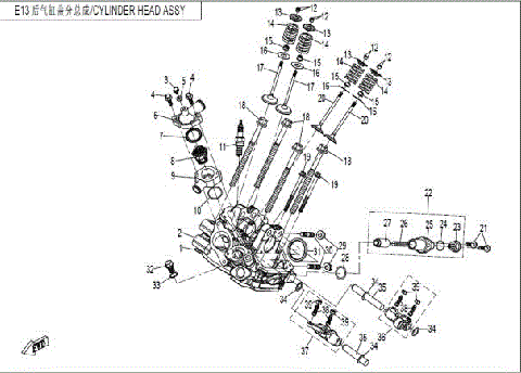 CYL HEAD NO.2 ASSY  (TRANSMISSION END)