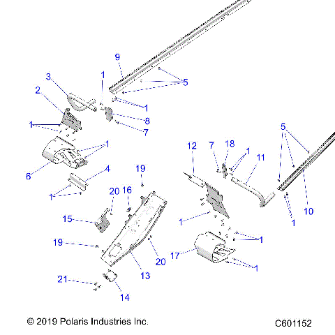 CHASSIS, CLUTCH GUARD, FOOTRESTS, TUNNEL GRIPS - S20CBA6GSL (C601152)