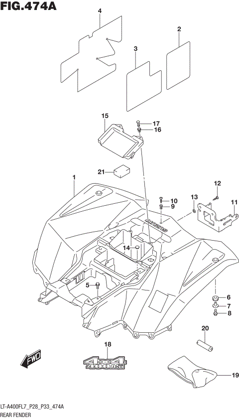 REAR FENDER (LT-A400FL7 P28)