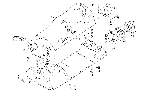 GAS TANK, SEAT, AND TAILLIGHT ASSEMBLY [87715]