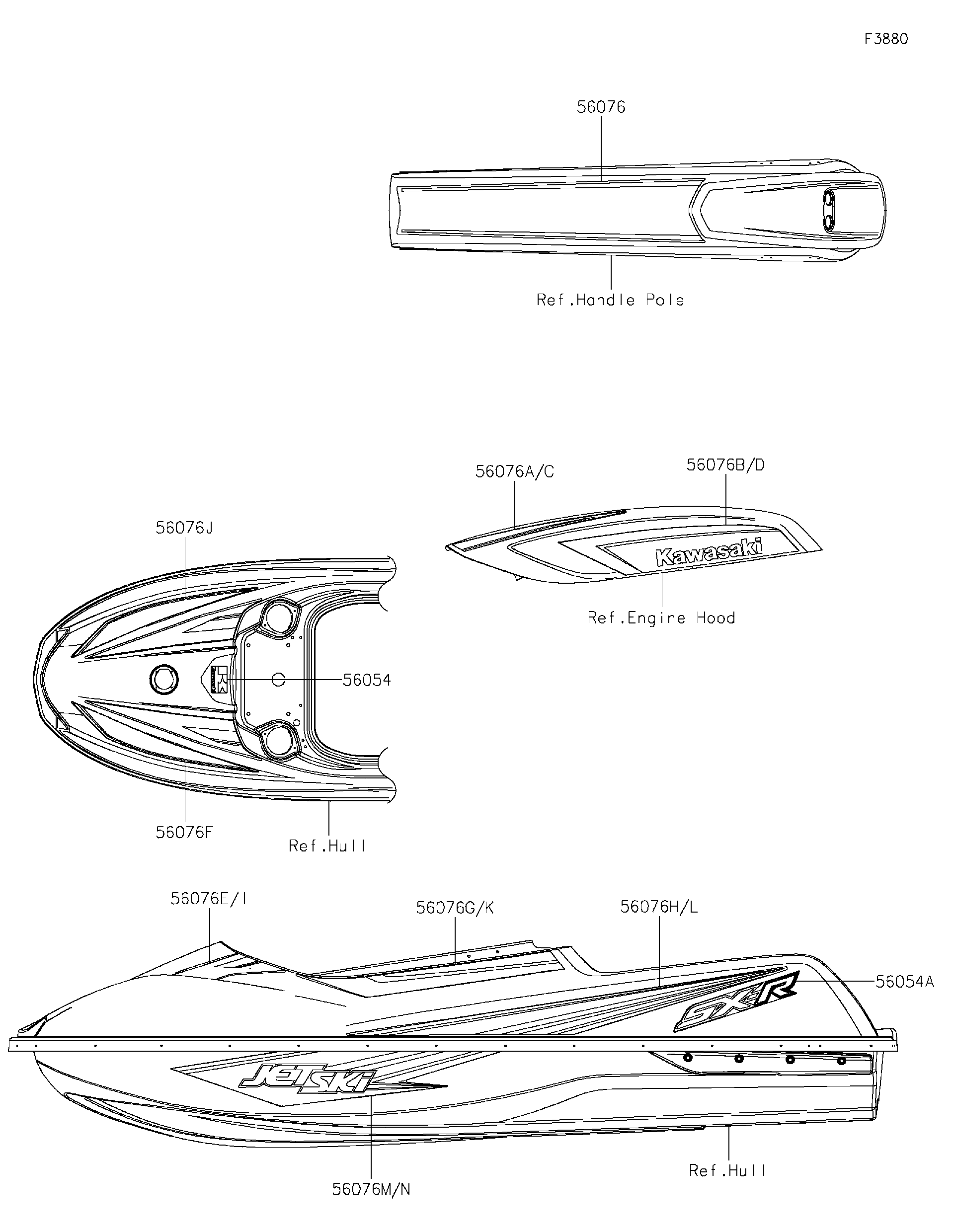 2021 Kawasaki JET SKI SX-R Decals Watercraft Parts Finder