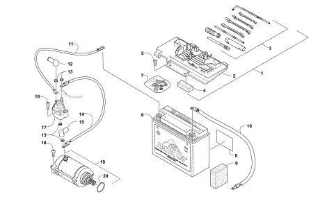 BATTERY AND STARTER ASSEMBLY
