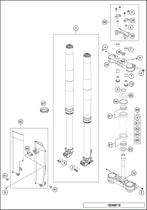 FRONT FORK, TRIPLE CLAMP