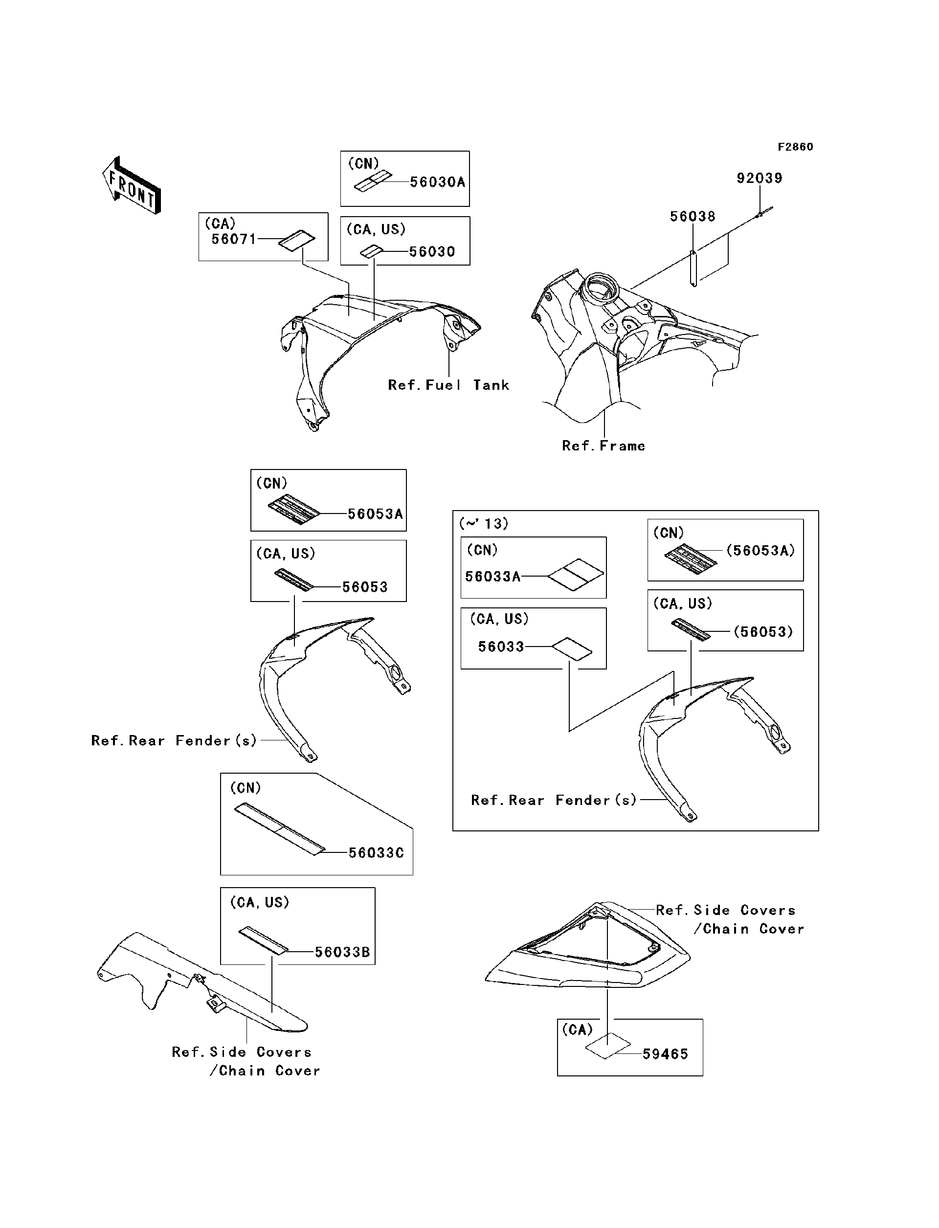 2013 Kawasaki NINJA ZX-10R Labels Motorcycles Parts Finder