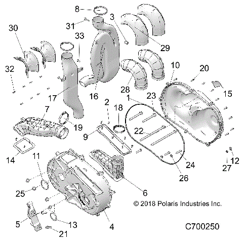 DRIVE TRAIN, CLUTCH COVER AND DUCTING - R19RSM99AL (C700250)