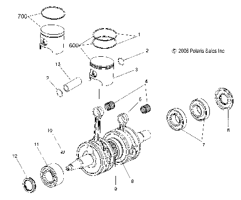 ENGINE, PISTON and CRANKSHAFT - S08PM6/PM7/PG7/PH7 (49SNOWPISTONCRANKSHAFT08700RMK)