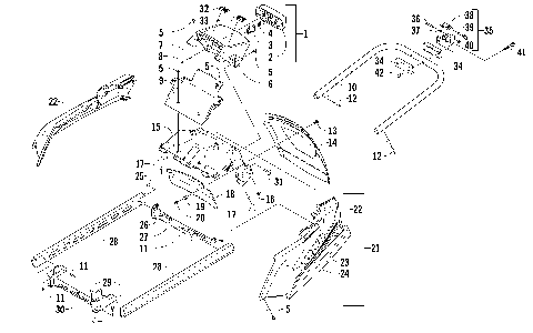 REAR BUMPER, RACK RAIL, SNOWFLAP, AND TAILLIGHT ASSEMBLY [89172]