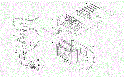 BATTERY AND STARTER ASSEMBLY