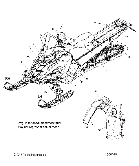 BODY, DECAL, SNOW CHECK OPT. (ORANGE SIDE PANEL, BLK W/BLUE SIDE PANEL, BLK W/ORANGE SIDE PANEL) - S17EFT8 (600398)