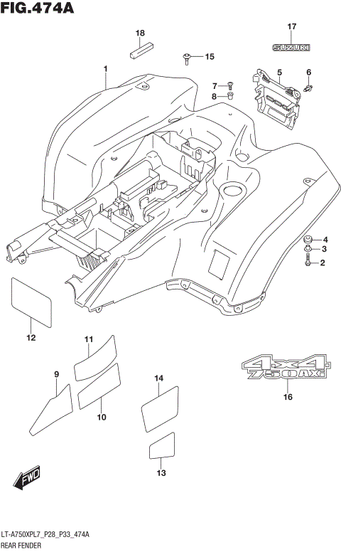 REAR FENDER (LT-A750XPL7 P28)