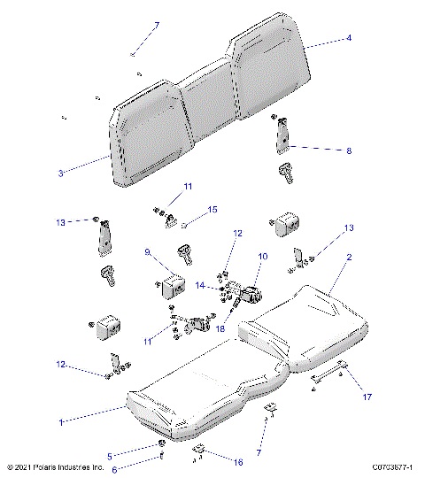 BODY, SEAT - RANGER 1000 PREMIUM PS (2023) (R02) (R23TAE99AD/BD/AP/BP) (C0703677-1)