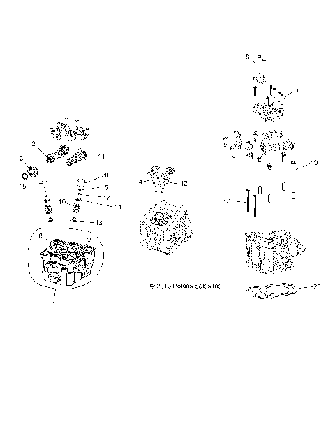 ENGINE, CYLINDER HEAD, CAMS and VALVES - R13VH57FX (49RGRCYLINDERHD13RZR570)