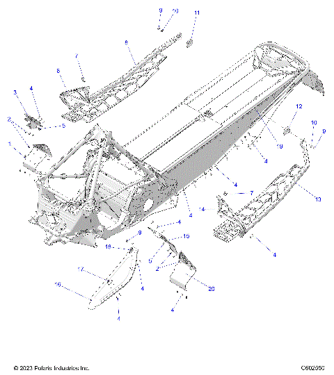 CHASSIS, CLUTCH GUARD, FOOTRESTS, and RUNNINGBOARDS - S24TKP6RS (C602118)