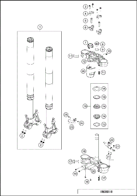 FRONT FORK, TRIPLE CLAMP