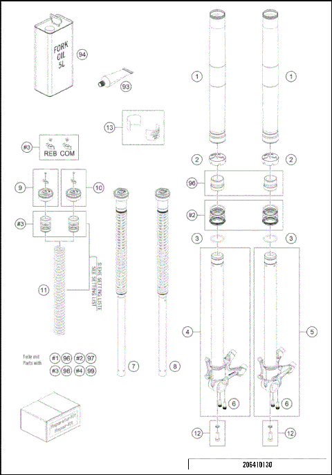 FRONT FORK DISASSEMBLED