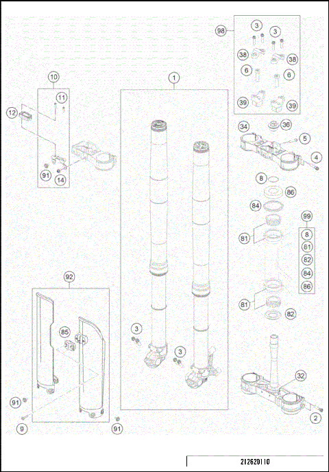 FRONT FORK, TRIPLE CLAMP