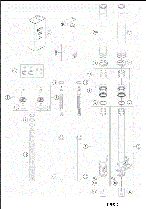 FRONT FORK DISASSEMBLED