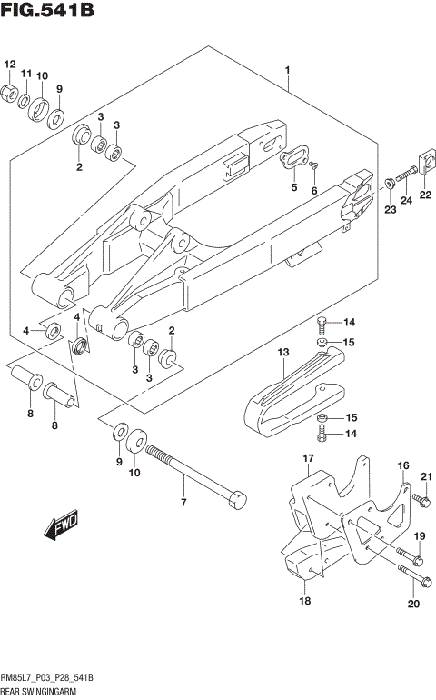 REAR SWINGINGARM (RM85L7 P28)