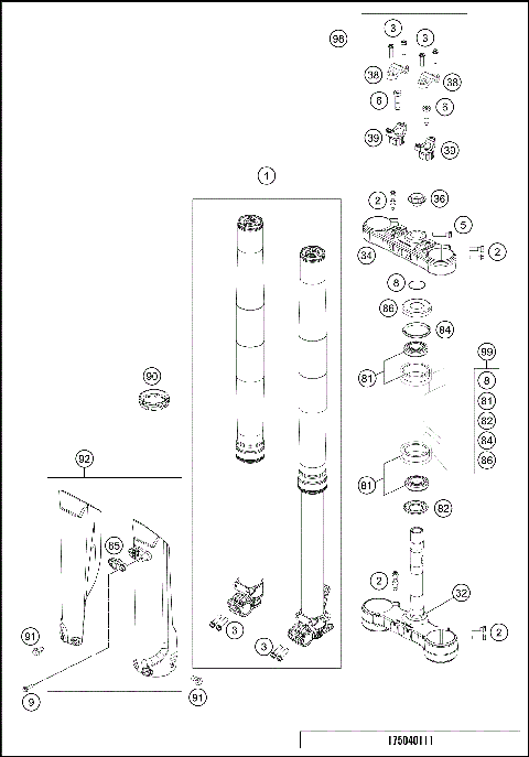 FRONT FORK, TRIPLE CLAMP