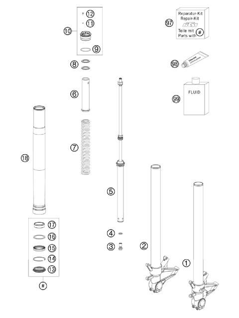 FRONT FORK DISASSEMBLED            