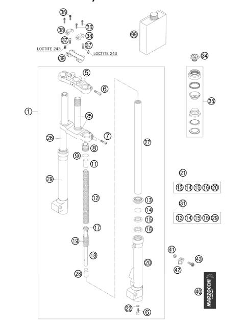 FRONT FORK, TRIPLE CLAMP           