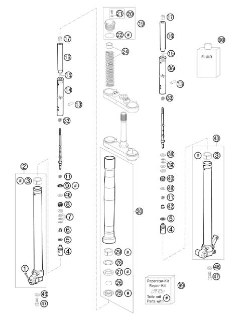 FRONT FORK DISASSEMBLED            