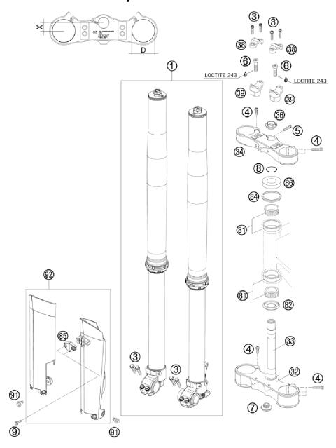 FRONT FORK, TRIPLE CLAMP           