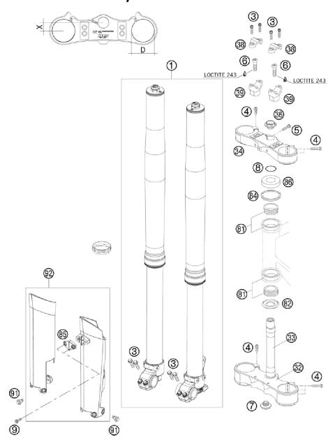 FRONT FORK, TRIPLE CLAMP           
