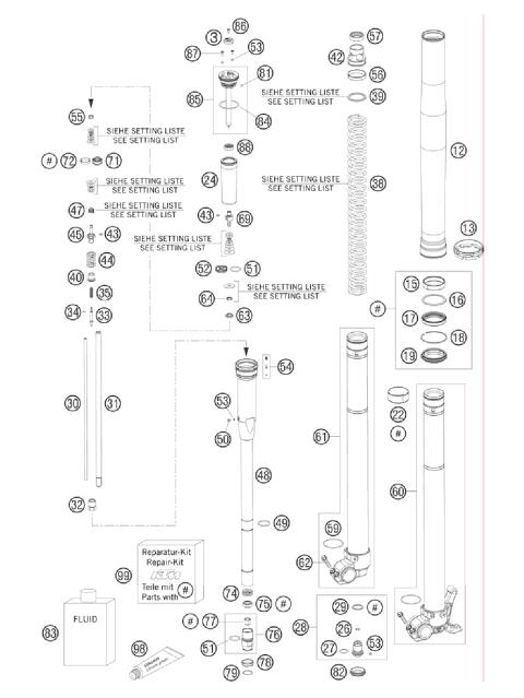 FRONT FORK DISASSEMBLED            