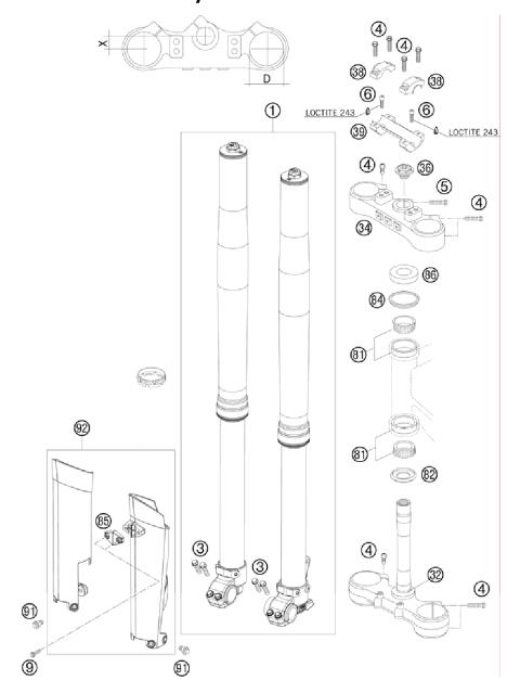 FRONT FORK, TRIPLE CLAMP           