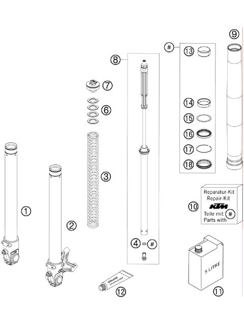 FRONT FORK DISASSEMBLED            