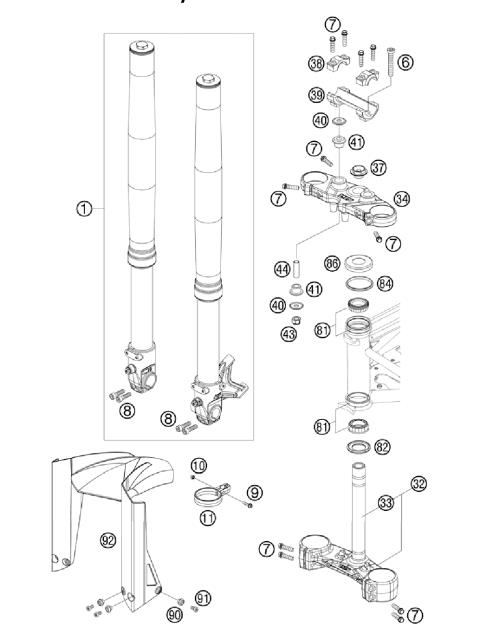 FRONT FORK, TRIPLE CLAMP           
