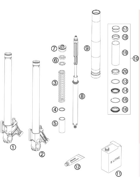 FRONT FORK DISASSEMBLED            