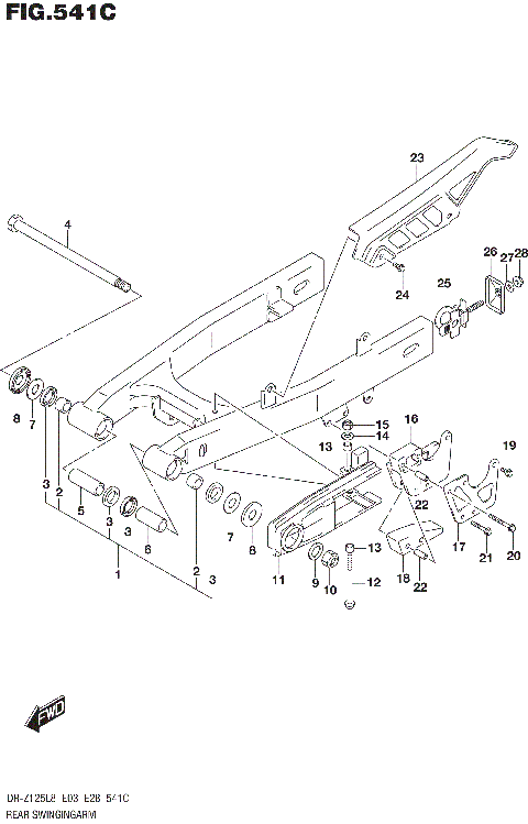 REAR SWINGINGARM (DR-Z125LL8 E28)