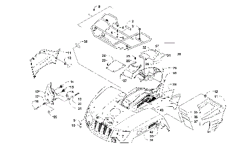 FRONT RACK, BODY PANEL, AND HEADLIGHT ASSEMBLIES [99931]