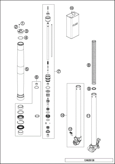 FRONT FORK DISASSEMBLED