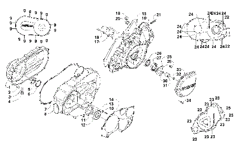 CLUTCH/V-BELT/MAGNETO COVER ASSEMBLY [300545]