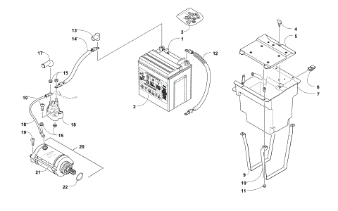 BATTERY AND STARTER MOTOR ASSEMBLY