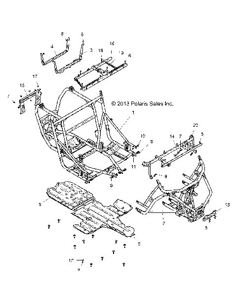 CHASSIS, MAIN FRAME AND SKID PLATES - Z14ST1EAM/EAW/EAK/EAN/EFW (49RGRFRAME14RZR1000)