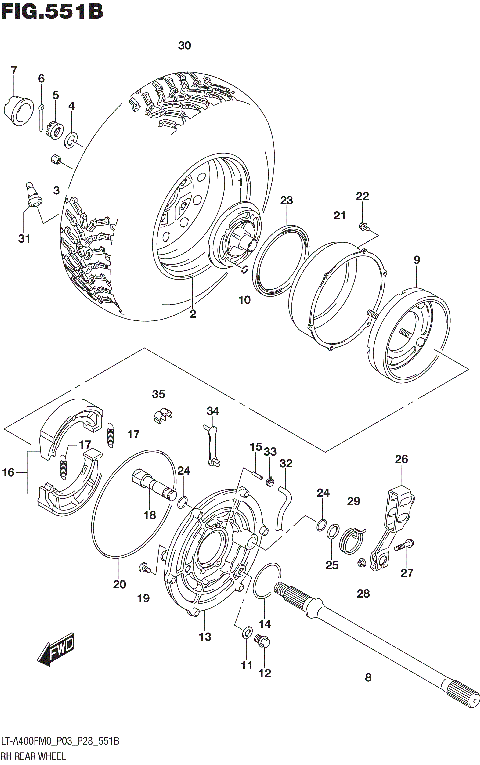 RH REAR WHEEL (LT-A400FM0 P28)